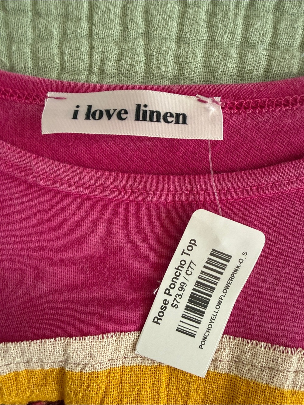 I Love Linen Hot Pink Floral Graphic Poncho - Picture 3 of 6